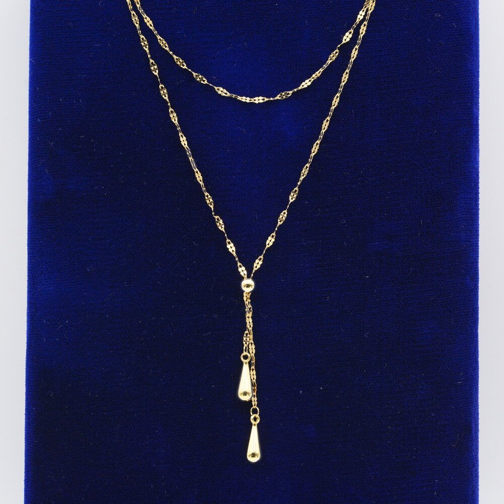 14K Gold Lariat Necklace
